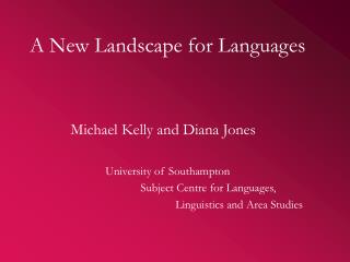 A New Landscape for Languages