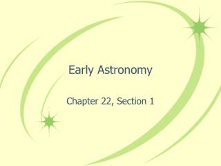 Early Astronomy