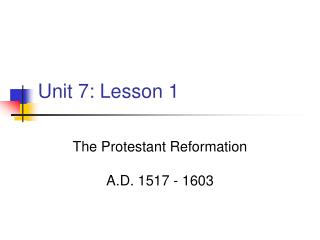 Unit 7: Lesson 1