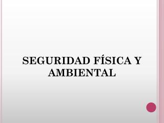 SEGURIDAD FÍSICA Y AMBIENTAL