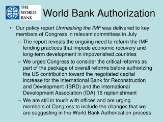 World Bank Authorization