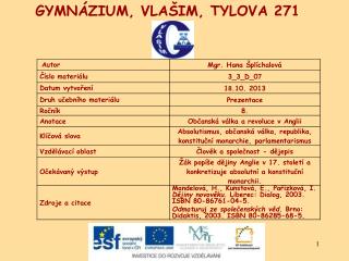 GYMNÁZIUM, VLAŠIM, TYLOVA 271