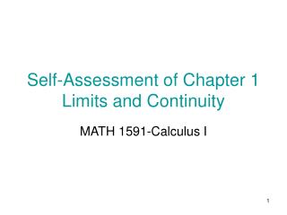 Self-Assessment of Chapter 1 Limits and Continuity