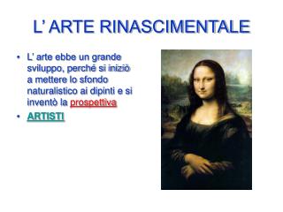 L’ ARTE RINASCIMENTALE