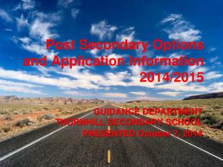 Post Secondary Options and Application Information 2014/2015