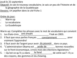 jeudi le 25 septembre