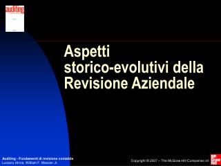 Aspetti storico-evolutivi della Revisione Aziendale