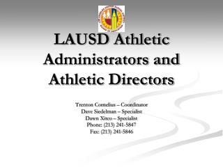 LAUSD Athletic Administrators and Athletic Directors