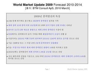 World Market Update 2009 Forecast 2010-2014 [ 출처 : BTM Consult ApS , 2010 March]
