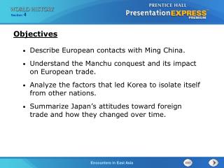 Describe European contacts with Ming China.