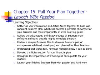 Chapter 15: Pull Your Plan Together - Launch With Passion