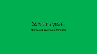 SSR this year!