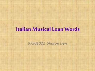 Italian Musical Loan Words