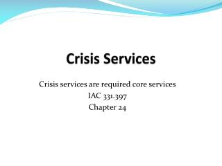 Crisis Services