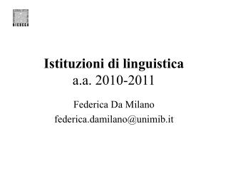 Istituzioni di linguistica a.a. 2010-2011