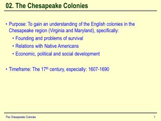 02. The Chesapeake Colonies