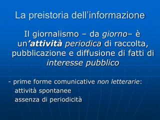 La preistoria dell’informazione