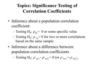 Topics: Significance Testing of Correlation Coefficients