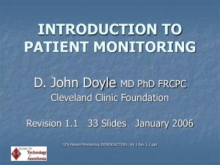 INTRODUCTION TO PATIENT MONITORING