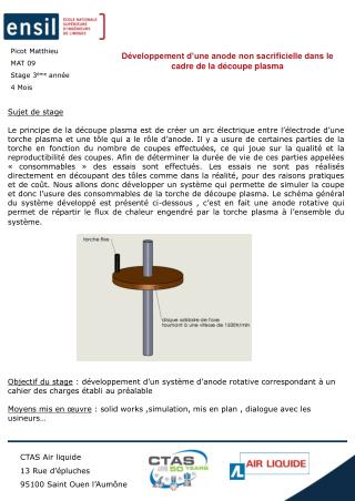 Développement d’une anode non sacrificielle dans le cadre de la découpe plasma