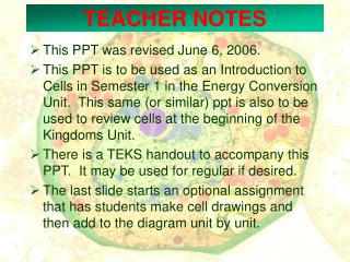 TEACHER NOTES