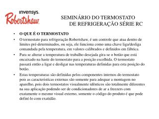 SEMINÁRIO DO TERMOSTATO 	DE REFRIGERAÇÃO SÉRIE RC