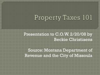 P roperty Taxes 101