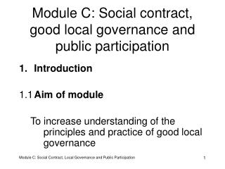 Module C: Social contract, good local governance and public participation