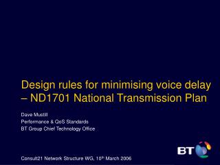Design rules for minimising voice delay – ND1701 National Transmission Plan