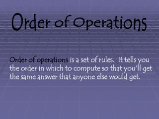 Order of Operations