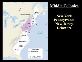 Middle Colonies New York Pennsylvania New Jersey Delaware