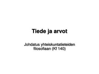 Tiede ja arvot