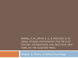 Chapter 2: History of School Psychology