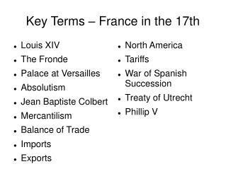 Key Terms – France in the 17th