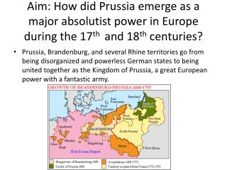 Prussia, Brandenburg and the Rhine holdings in the 17th Century