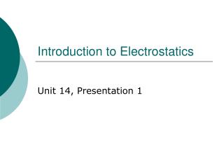 Introduction to Electrostatics