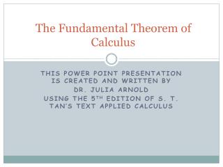 The Fundamental Theorem of Calculus