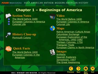 Chapter 1 – Beginnings of America