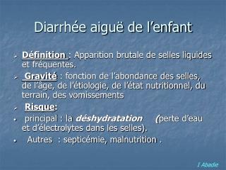Diarrhée aiguë de l’enfant