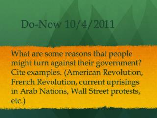 Do-Now 10/4/2011