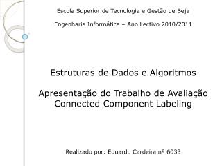 Escola Superior de Tecnologia e Gestão de Beja Engenharia Informática – Ano Lectivo 2010/2011