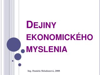 Dejiny ekonomického myslenia