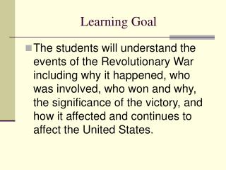 Learning Goal