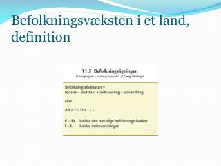 Befolkningsvæksten i et land, definition