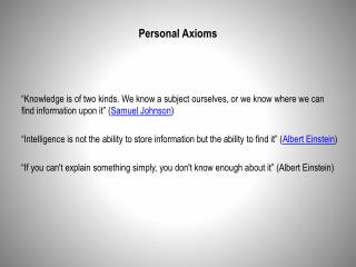 Personal Axioms