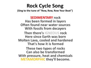 Rock Cycle Song (Sing to the tune of &quot;Row, Row, Row Your Boat&quot;)