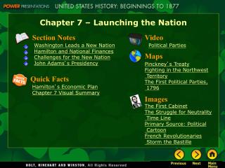 Chapter 7 – Launching the Nation