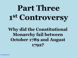 Part Three 1 st Controversy