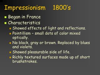 Impressionism 1800’s