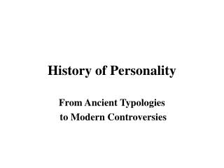 History of Personality
